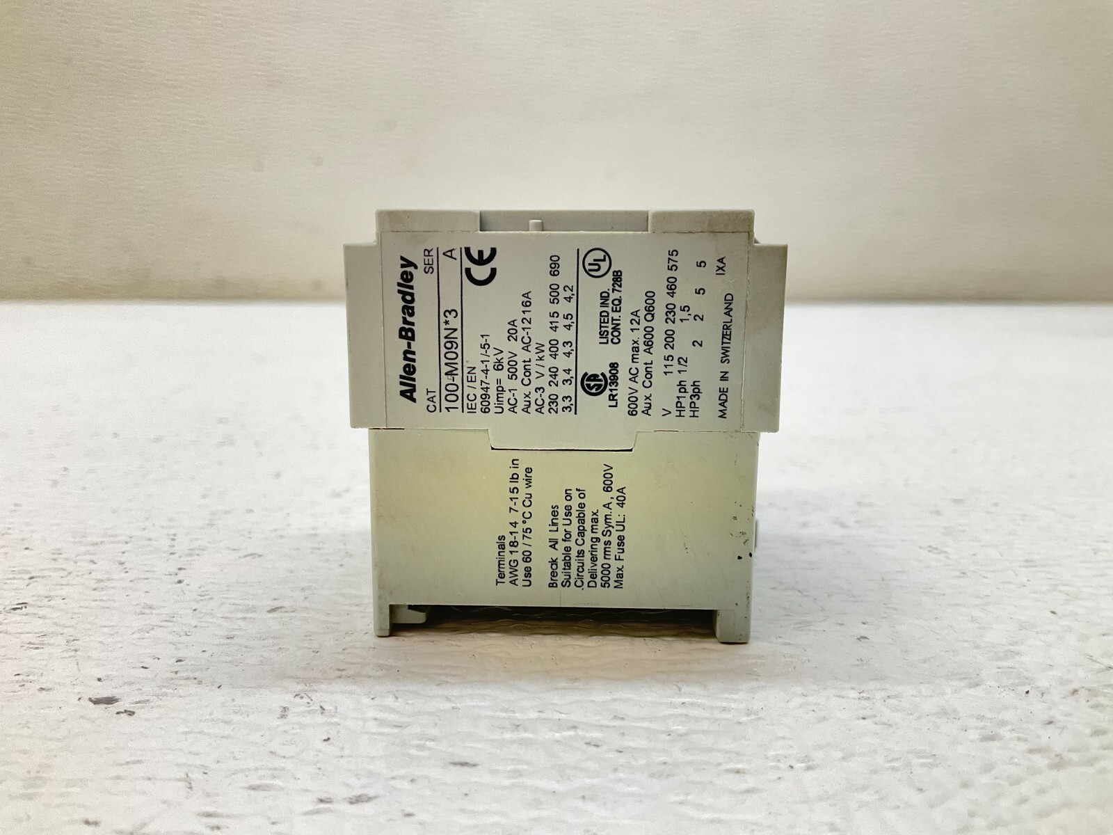 Allen Bradley 100-M09N*3 Contactor 110/120 VAC Coil Ser. A 100M09N3 (TSC)