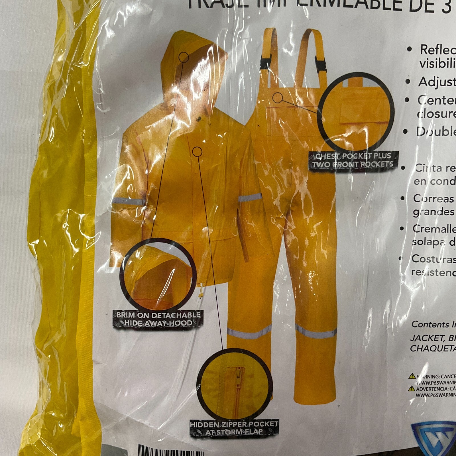 Westchester Protective Gear Rain Suit 3 Piece Unisex Adult Size M Yellow