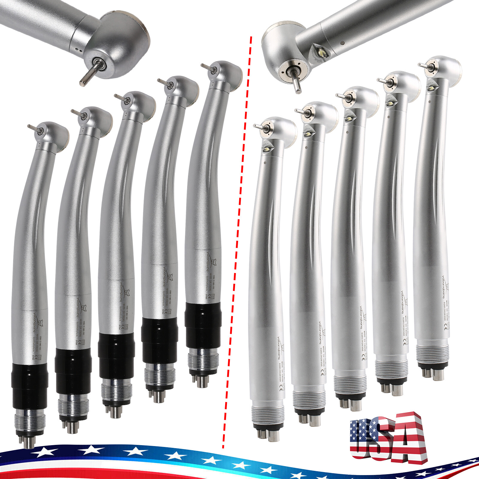 Dental High Speed LED / No-LED Handpiece Turbine / Coupler 4 Hole NSK Style sa