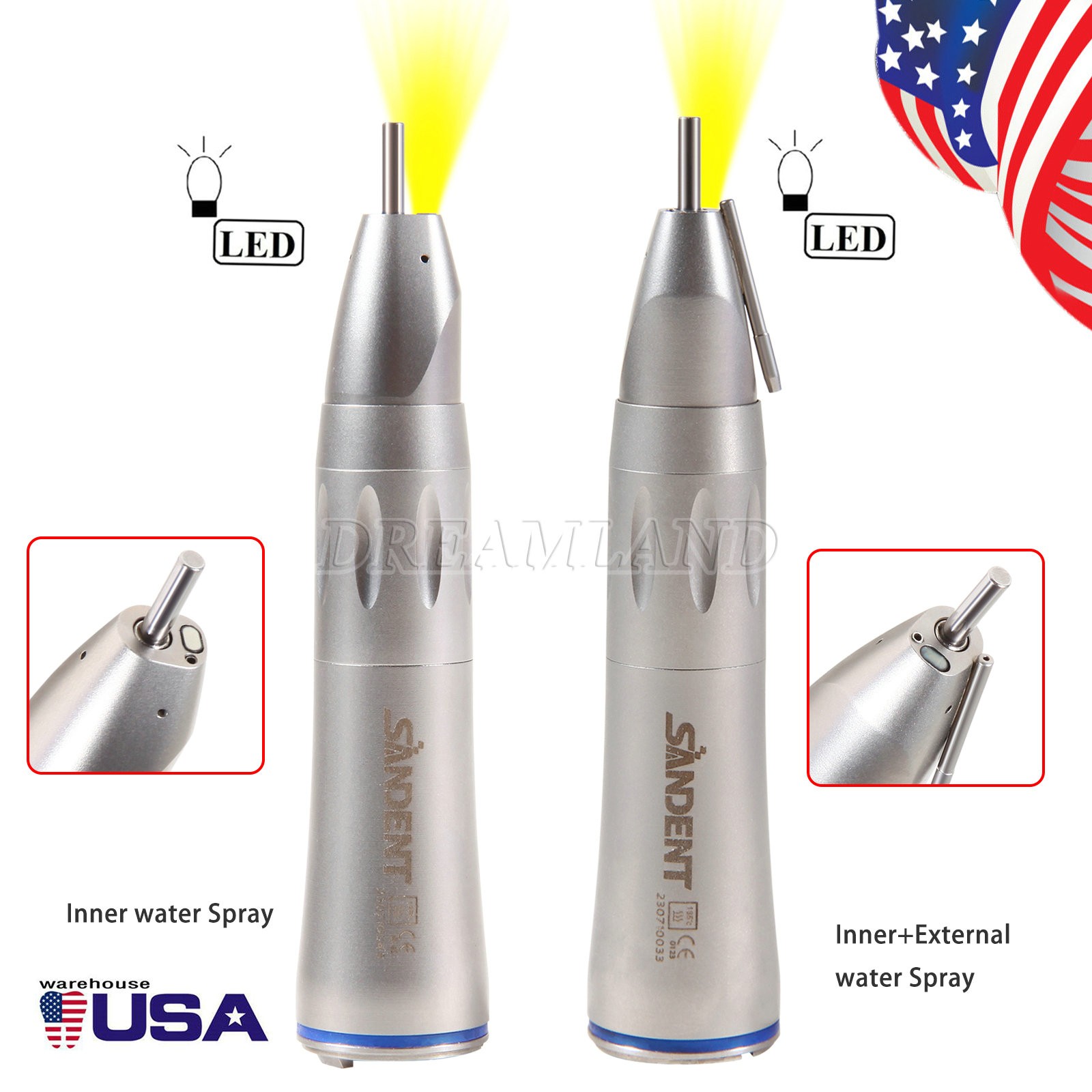 Dental 1:1 Fiber Optic Surgical Straight Nose Cone Low Speed Handpiece USA