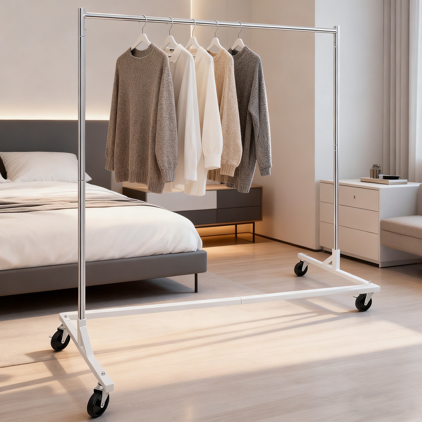 Heavy Duty Garment Rack Rolling Clothes Rack Collapsible Clothing Rack On Wheels