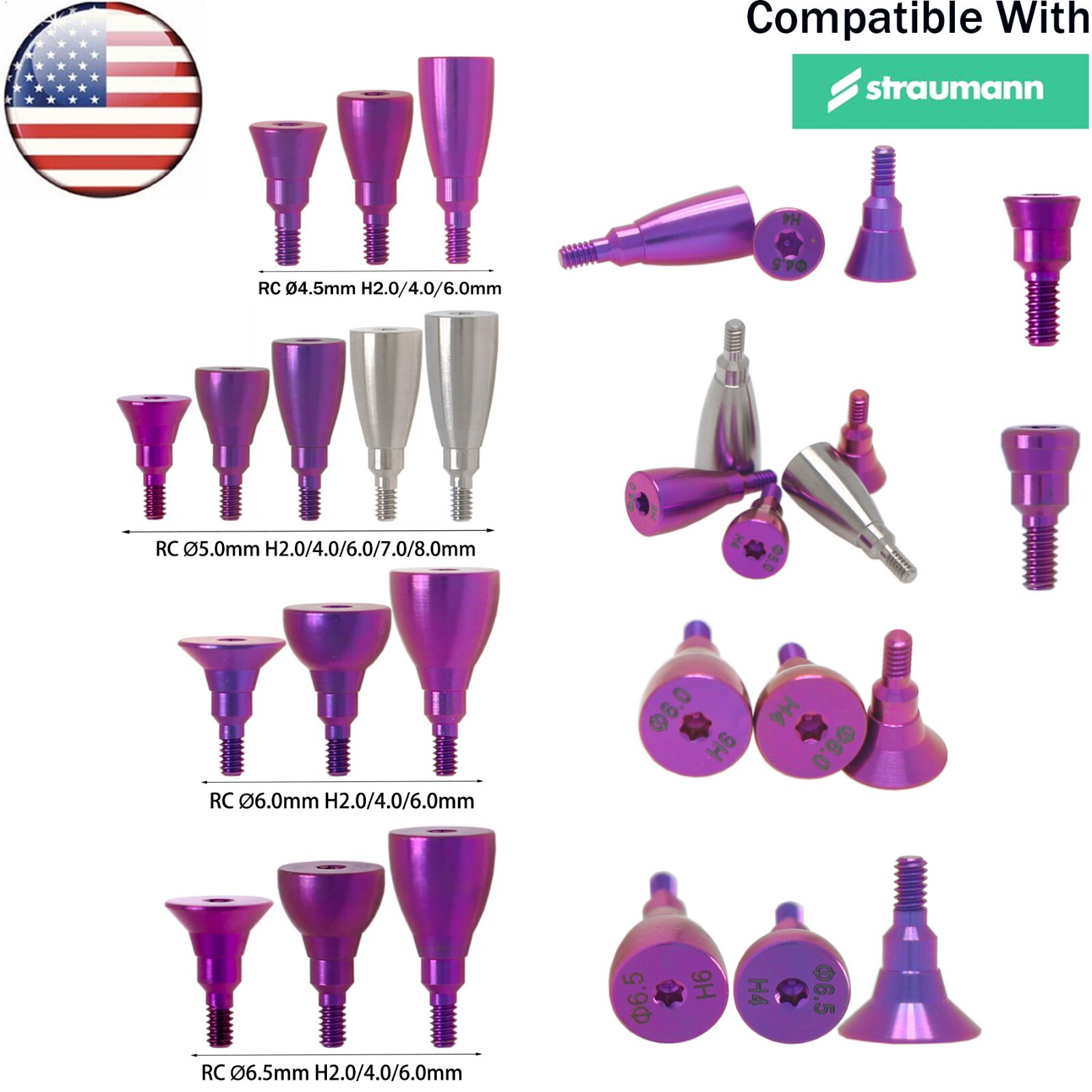 US Dental Healing Abutment NC/RC Healing Caps for Straumann ITI BL/BLT Implants
