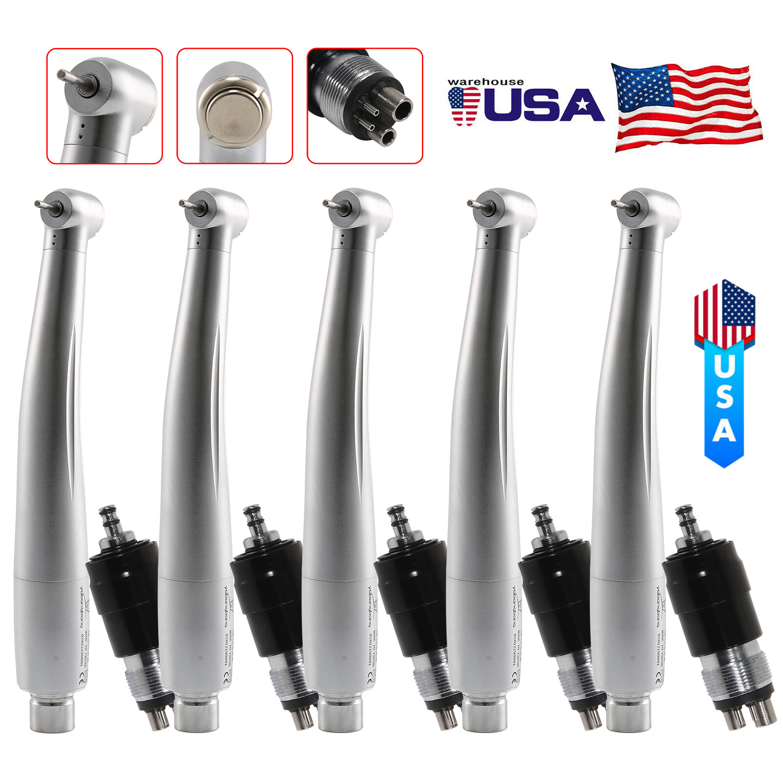 1-10*Dental High Speed Handpiece Standard Head / 4 Hole Coupler Fit NSK YBNK4 DL