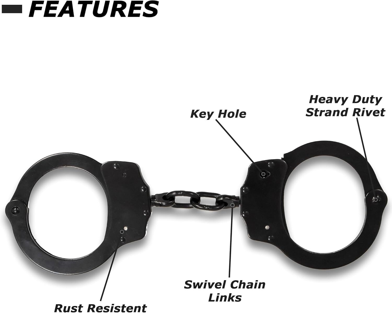 Stainless Steel Heavy Duty Handcuffs Law enforcement Gear BLACK