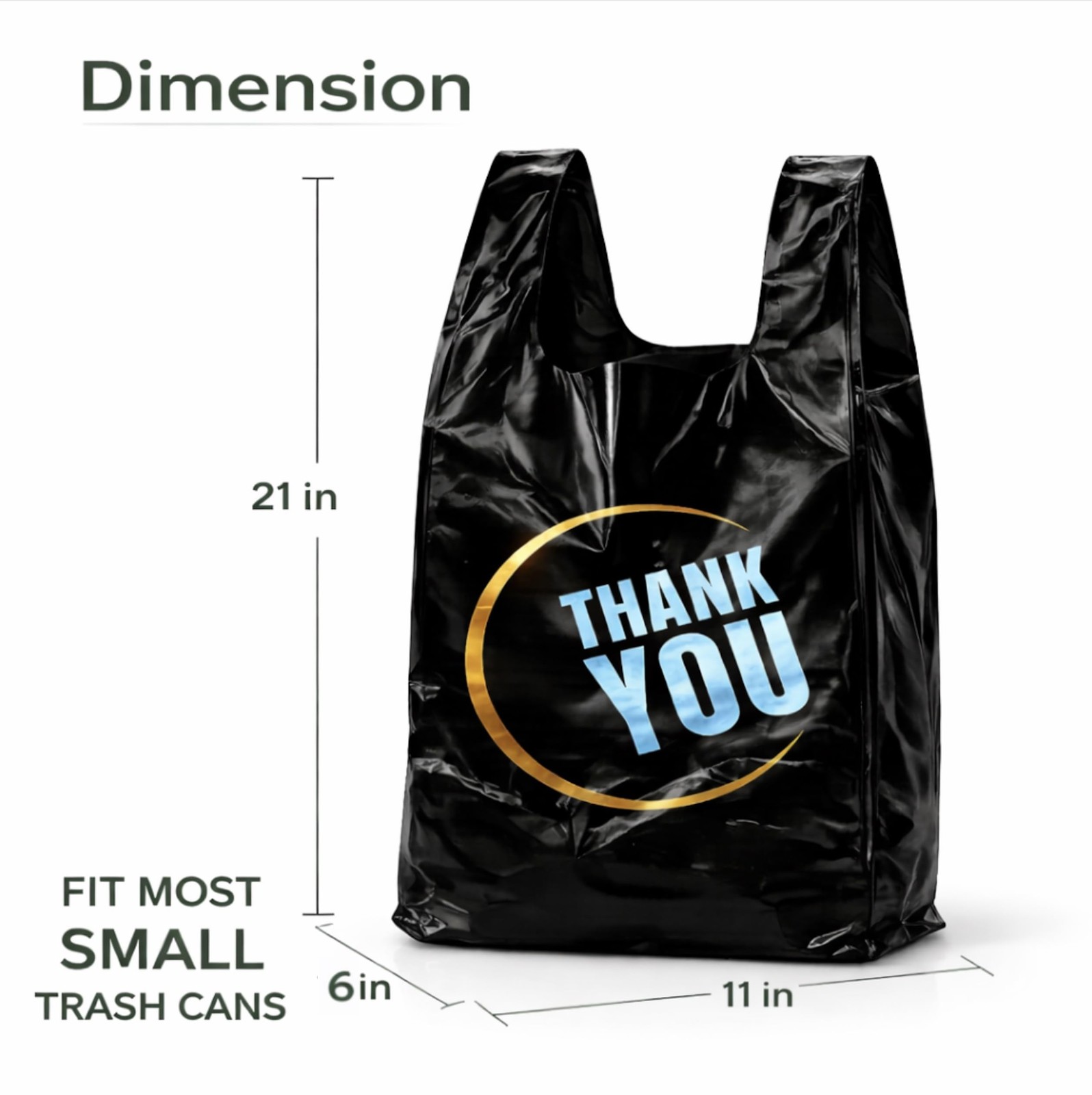 100PCS Black T Shirt Shopping Bags with Handles Retail Grocery Carry Bags New US