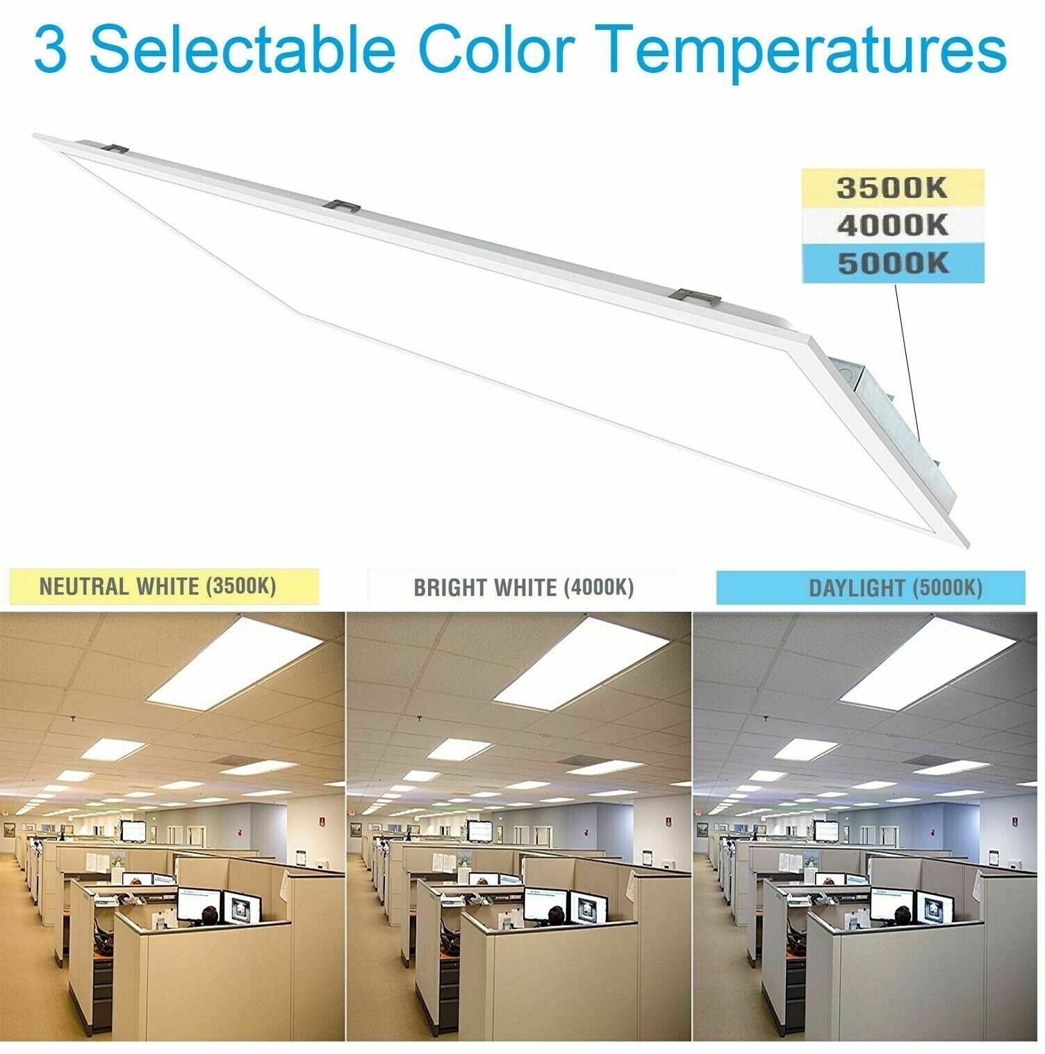 4-PACK 2×4 FT LED Back Panel Power & CCT 3500K|4000K|5000K Selectable Dimmable