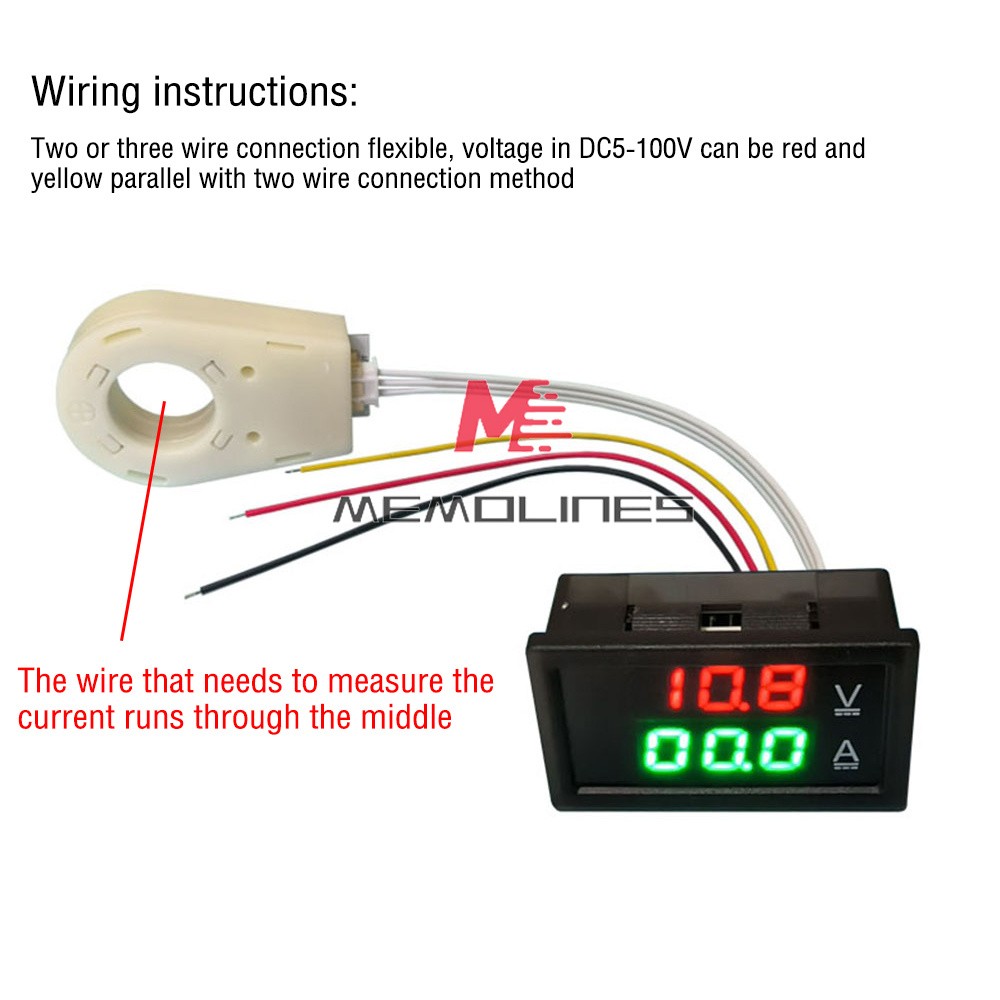 DC0-300V 50/100/200/400A Digital Current Voltage Meter Hall Ammeter Voltmeter