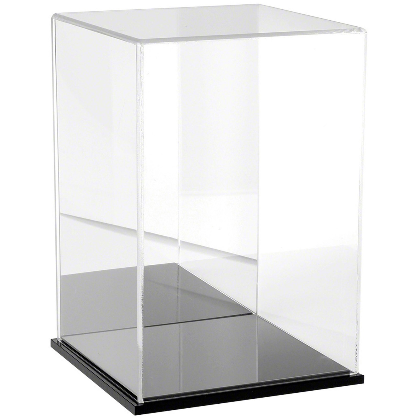 Plymor Clear Acrylic Case w/ Black Base (Mirror Back), 8″ W x 8″ D x 12″ H