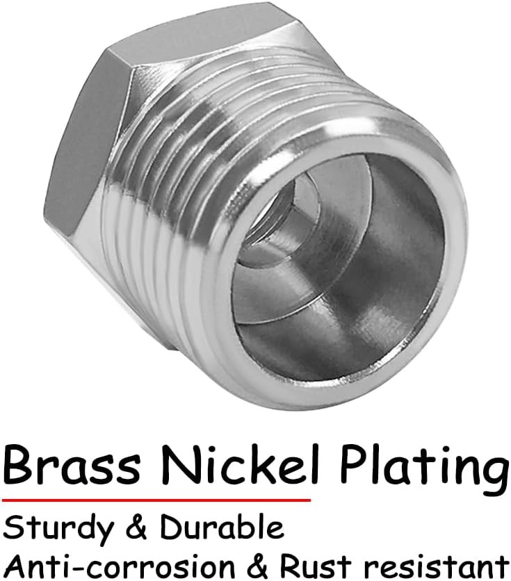 3PCS Water Line Adapter, 1/2″ 1/2 G Male to 3/8 Compression Female, Silvery