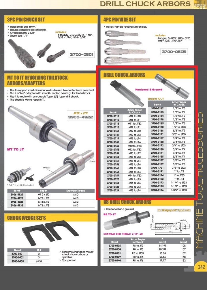1/2″ TO JT3 DRILL CHUCK ARBOR (3700-0178)
