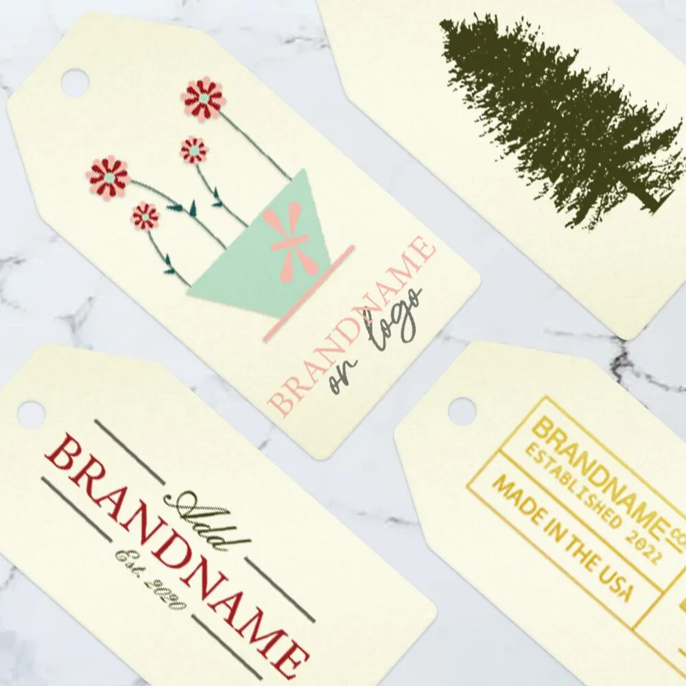 100 PCS 1-1/2″ x 3-1/8″ Custom Printed Personalized Branded Hang Tags