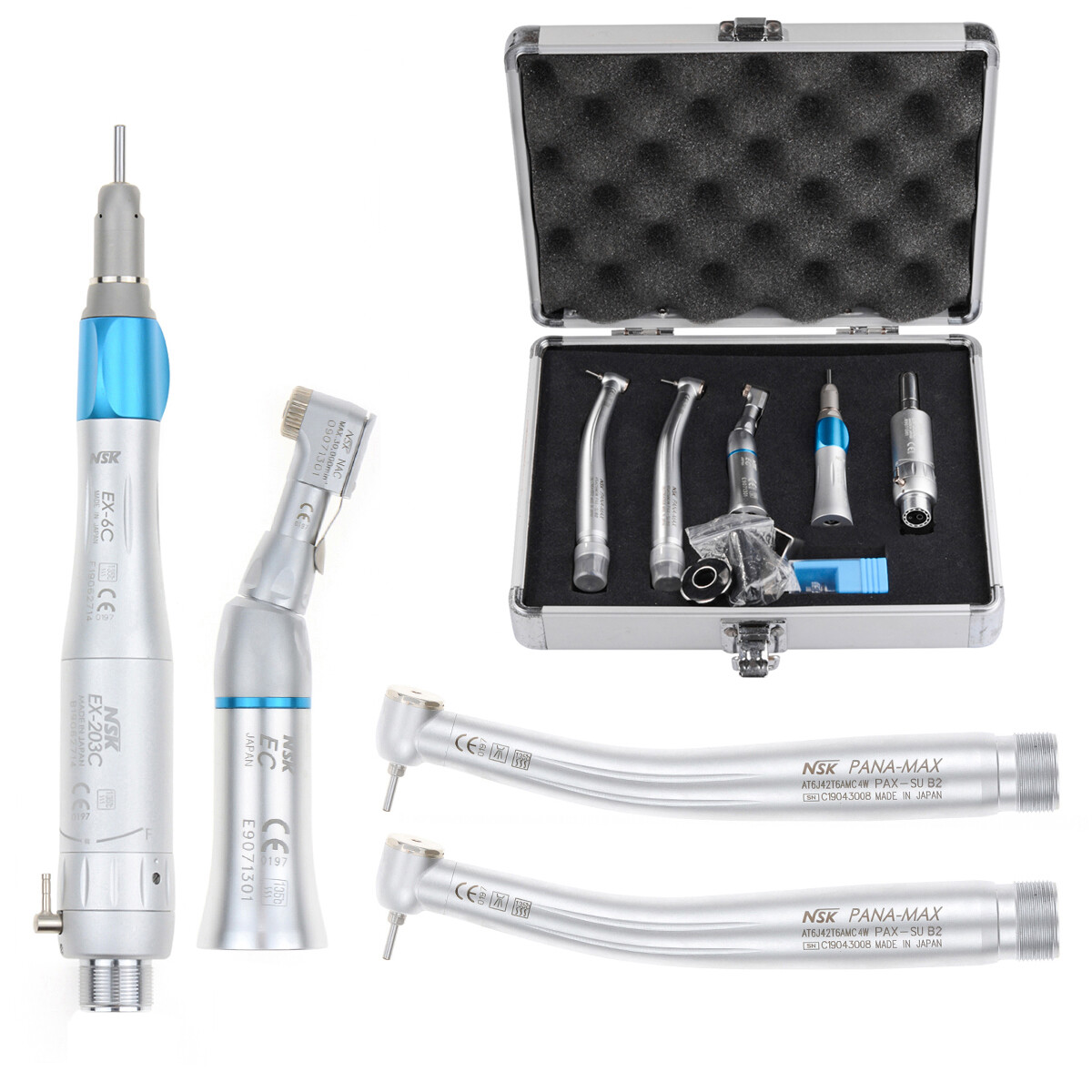 2H Dental NSK Style High Low Speed Handpiece Air Turbine Kit Wrench+Aluminum Box