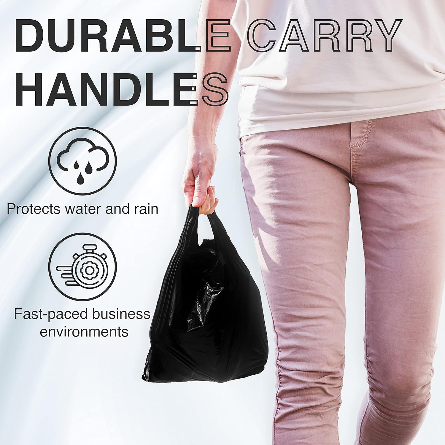 , Black T-Shirt Bags in Bulk – 1000 Count – (11″ X 6″ X 21″) – Restaurant Carryo