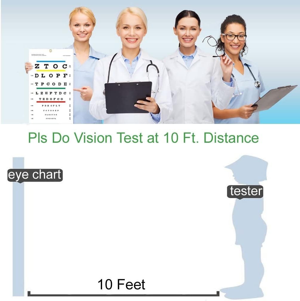 Eye Chart, Upgraded Snellen Eye Chart for Eye Exams 10 Feet, 14×8 Inches Plas…