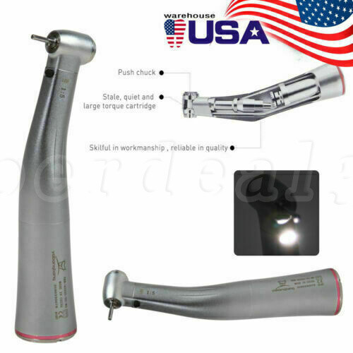 NSK Style Dental 1:5 Increasing LED Contra Angle Handpiece Push Button YBB-W5