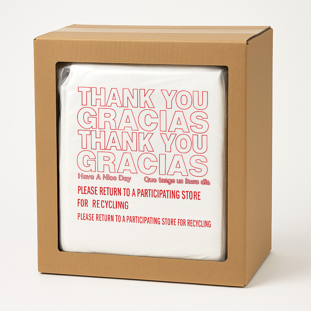 “Thank You Grocery Bags 1/6 BBL 21×6.5×11.5 – 50 to 1000 Plastic T‑Shirt Bags”