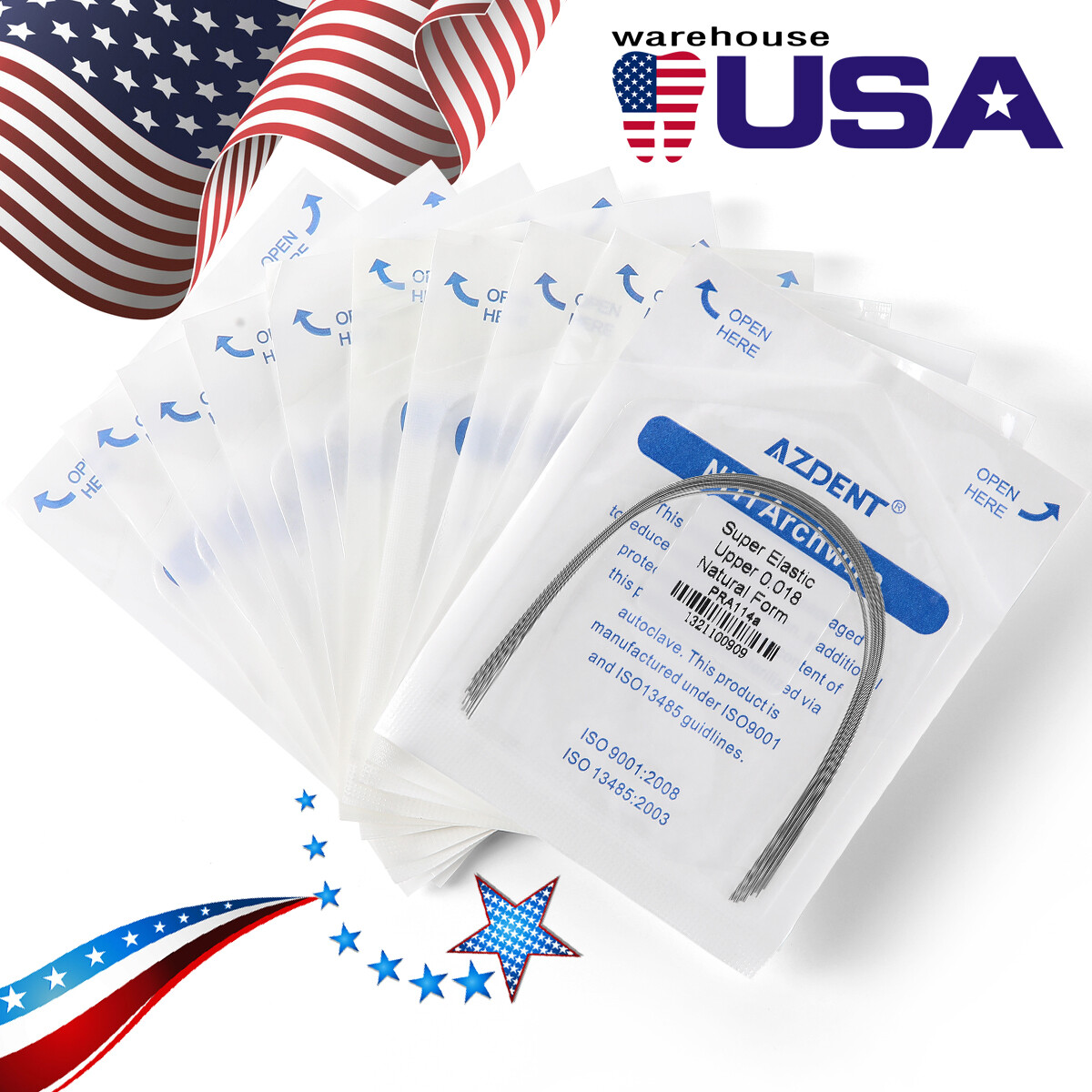 AZDENT Dental Orthodontic Super Elastic Niti Round Arch Wire Nature Form 012-020