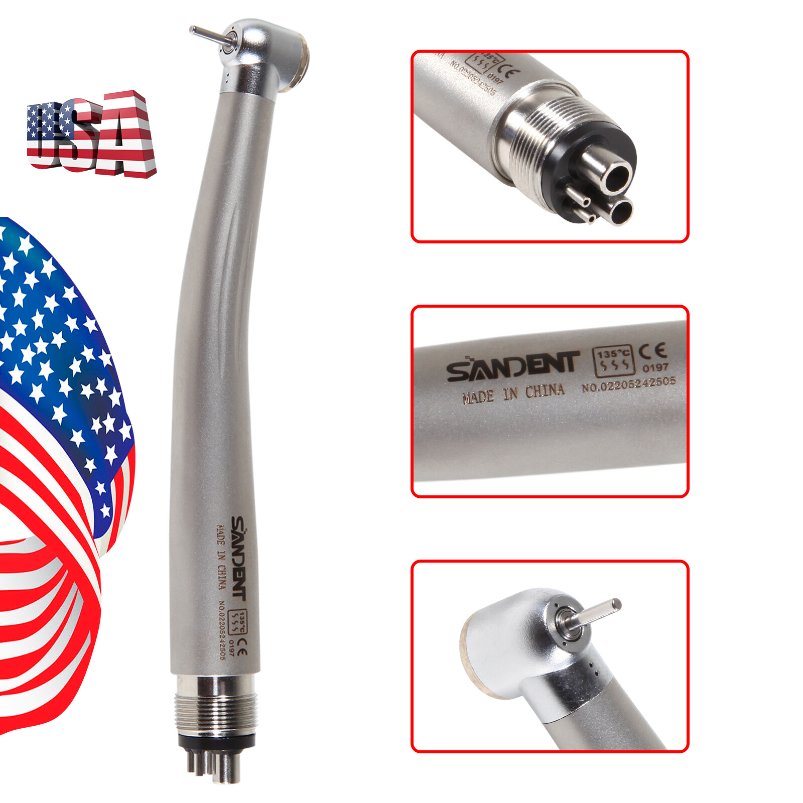 10* SANDENT Dental High Speed Handpiece push button spray 4Hole Midwest fit NSK