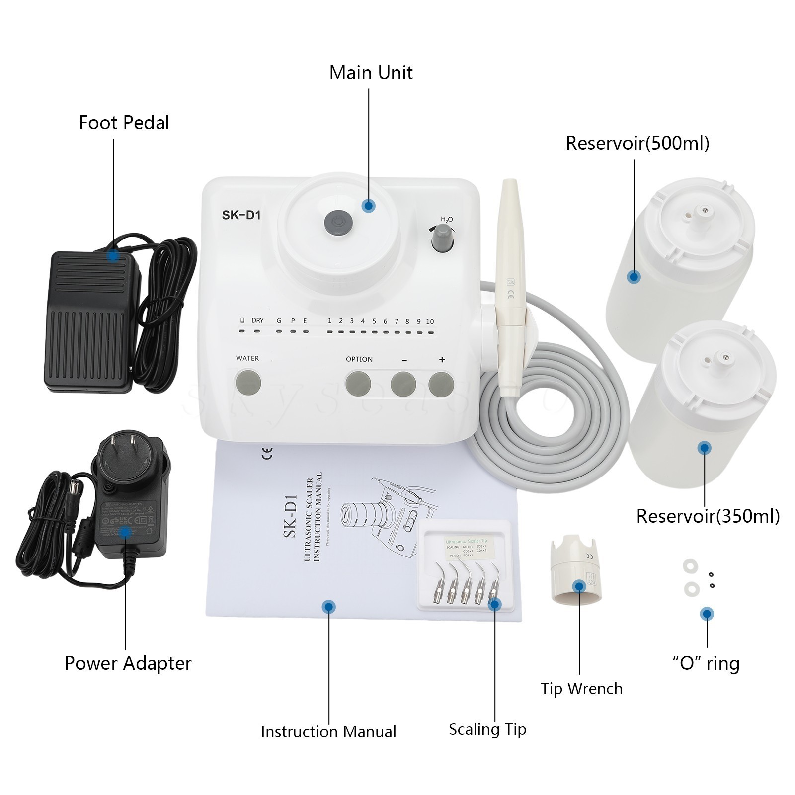 SK-D1 Dental Ultrasonic Scaler 2 Bottles Fit DTE SATELEC / 1-5 Handpiece HD-7H