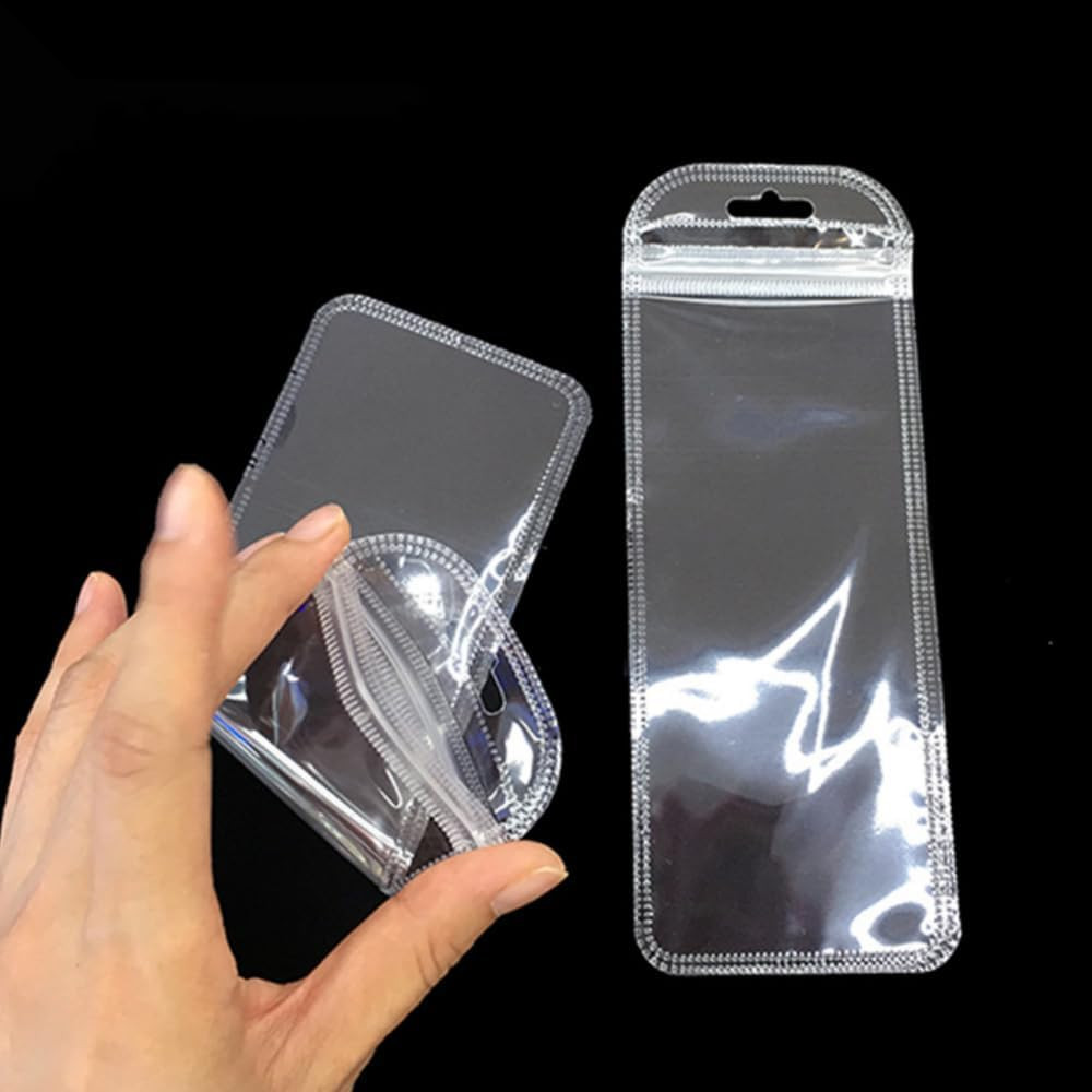 100 Pieces Self Sealing Bag with Hang Hole Resealable Zip Storage Lock Clear Pla