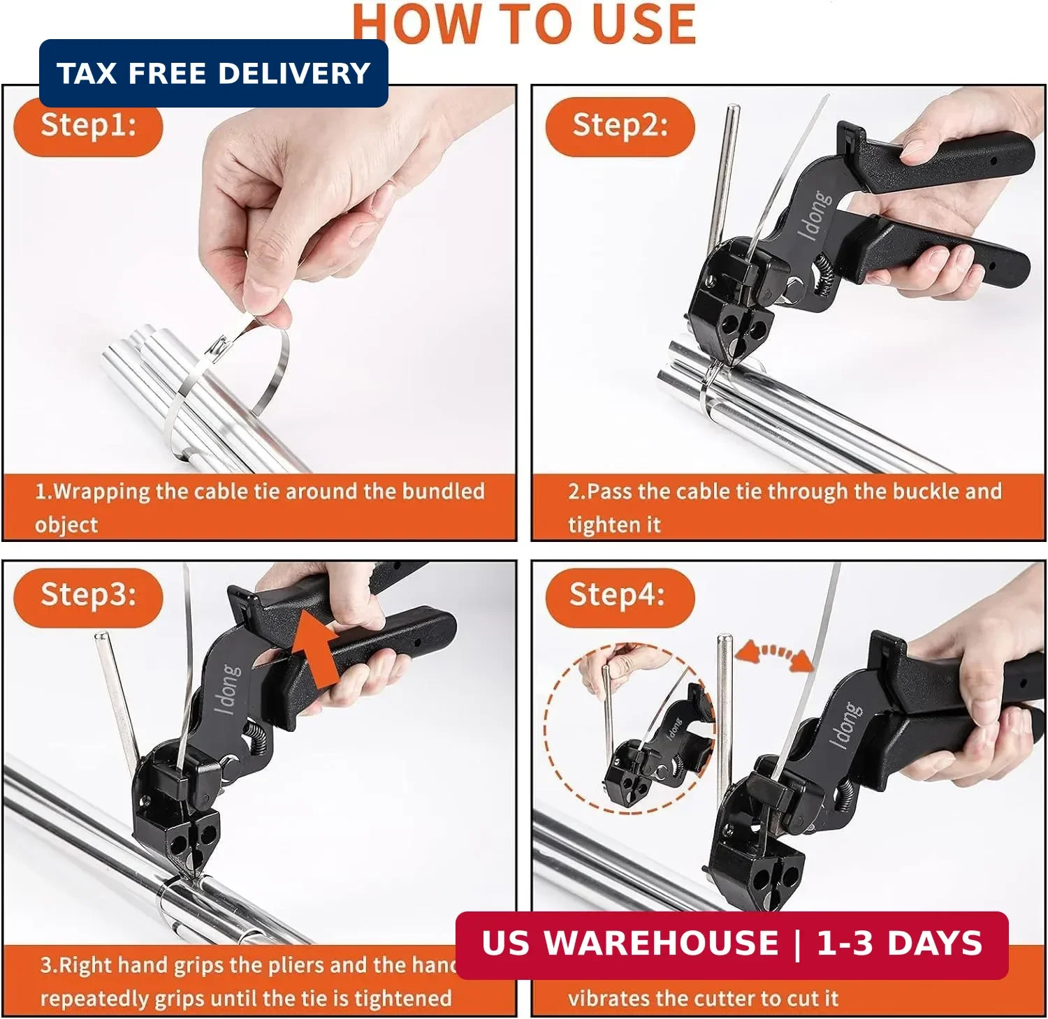 Metal Zip Tie Wrap Gun Kit,Stainless Steel Cable Tie Tool with 100PCS Cable Ties