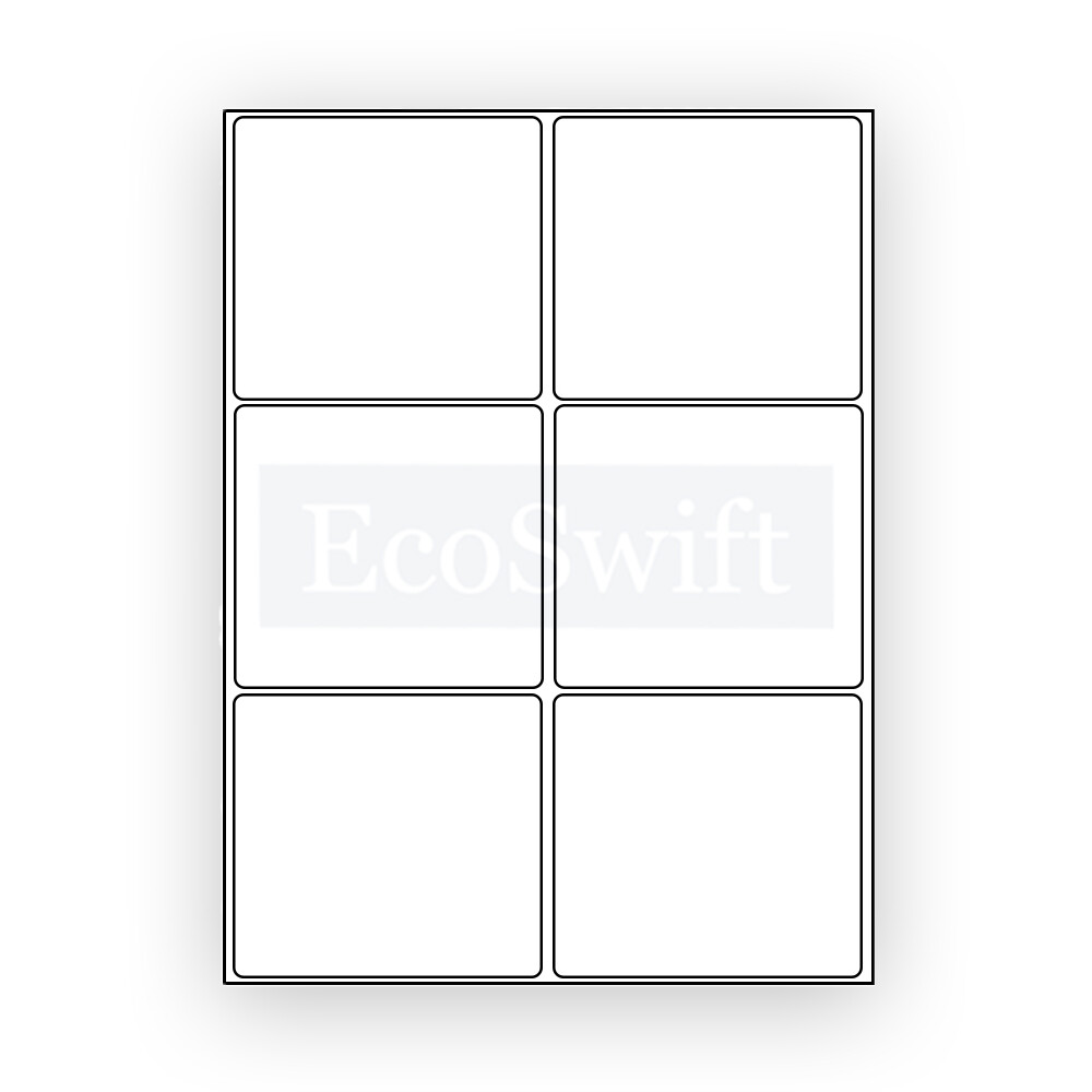 6-60,000 4 x 3 1/3 “EcoSwift” Laser Address Shipping Adhesive Labels 6 per sheet