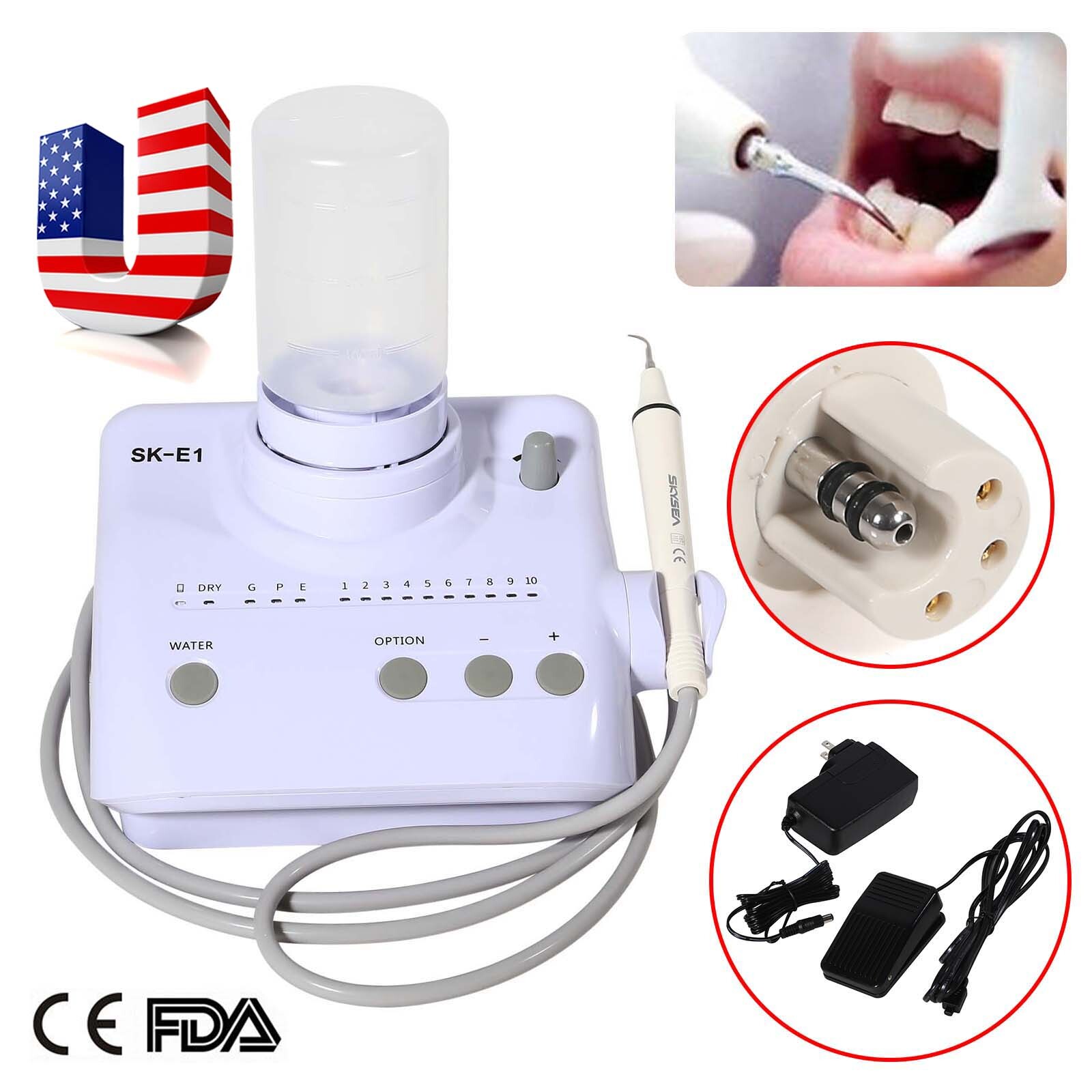 Dental Ultrasonic Piezo Scaler for EMS Woodpecker+3*Detachable Handpiece