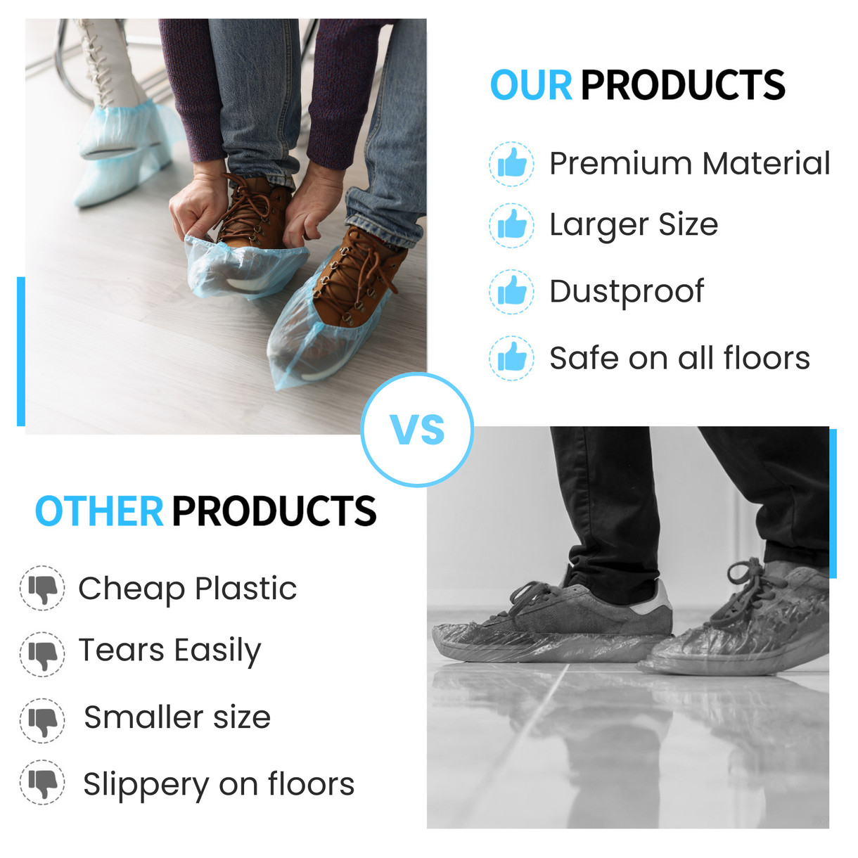 100 Pack Disposable Non‑Woven Shoe Covers Waterproof Booties for Floor Protectio