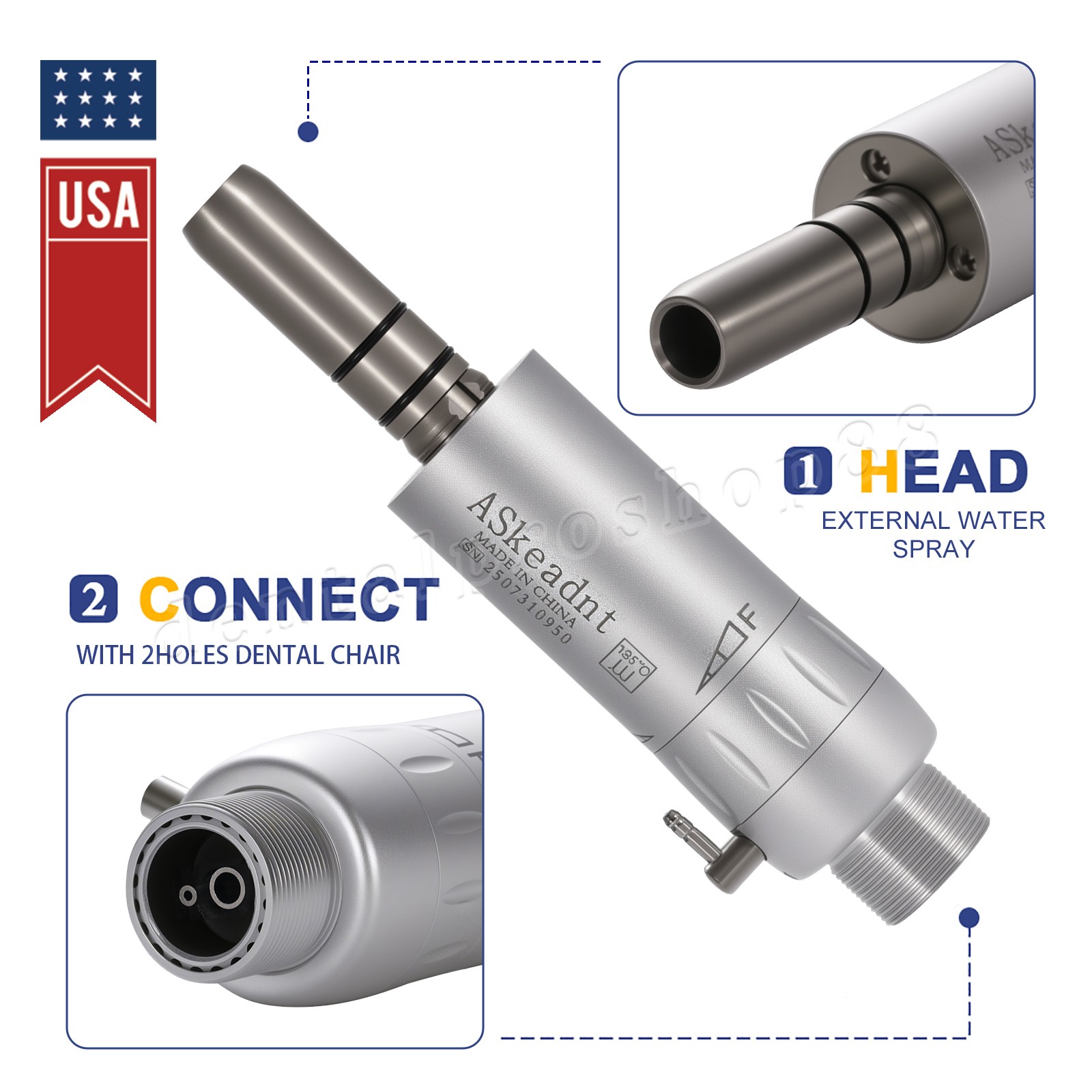 Dental Slow Low Speed Handpiece Autochuck Contra Angle Air Motor NSK Style 2/4H