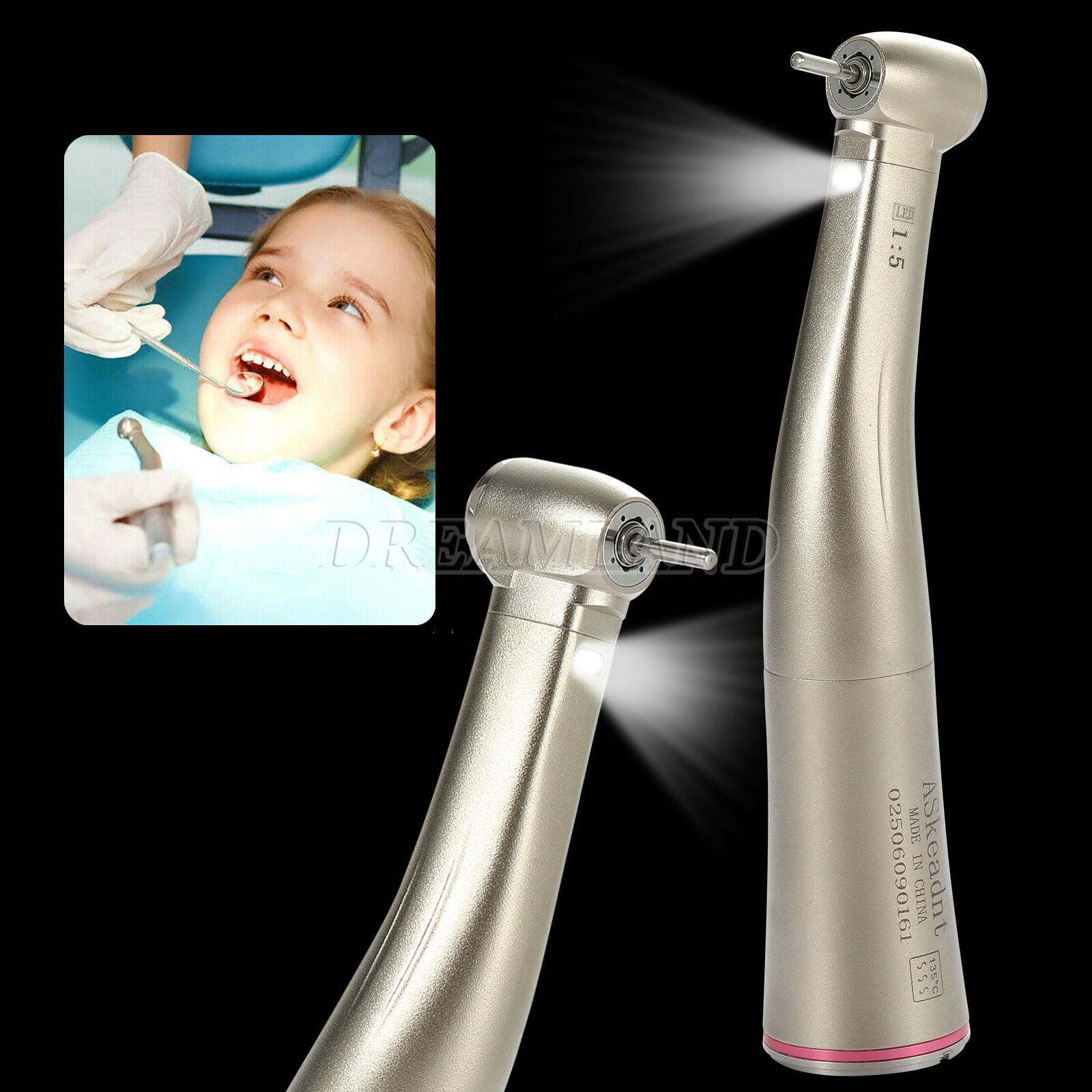 Dental 1:5 LED Electric Handpiece Fiber Optic Contra Angle NSK Style