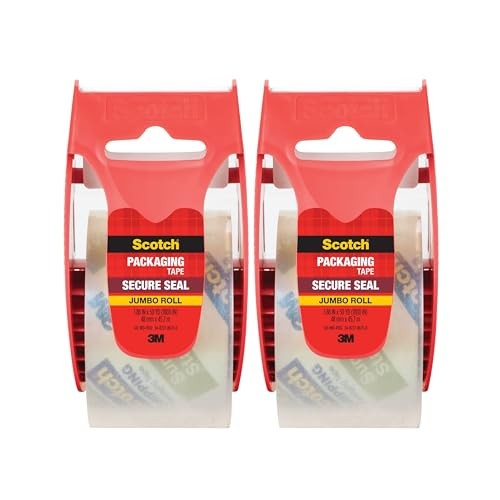 Scotch Secure Seal Ultra Clear Packaging Tape 1.88 in x 50 yd 2 Pack Shipping