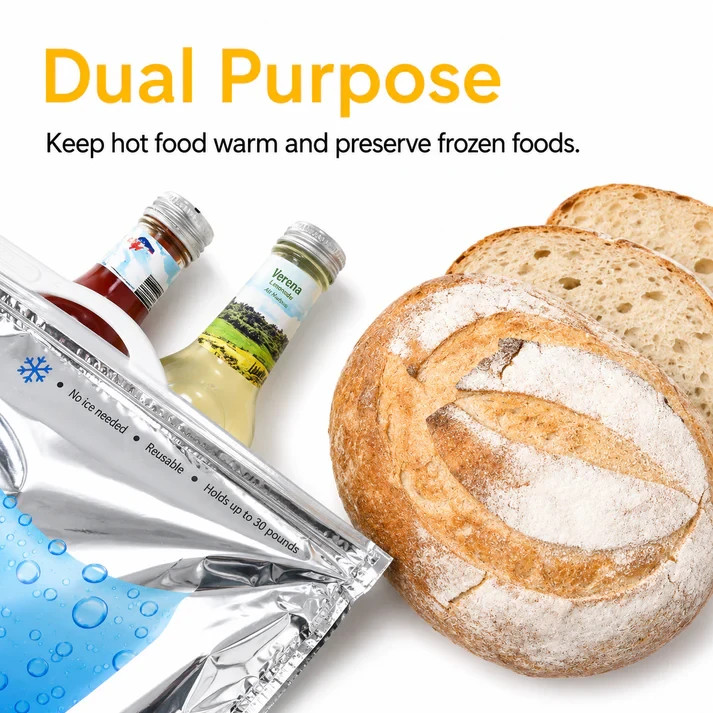 4 Pack Hot and Cold Insulated Bags for Food Delivery, Grocery Shopping Bags
