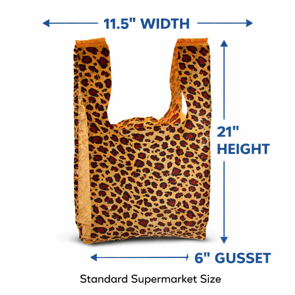 Leopard Print T Shirt Bags 11.5 x 6 x 21 Plastic Retail Checkout Bags HDPE
