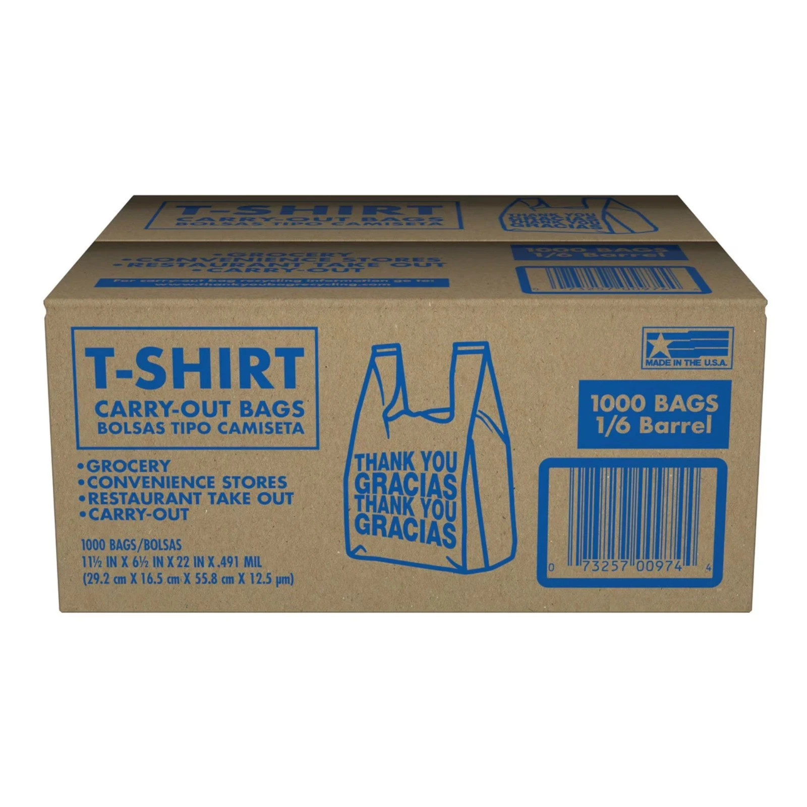 T-Shirt Carry-Out Bags, 11.5″ x 6.5″ x 22″ (1,000 ct.)