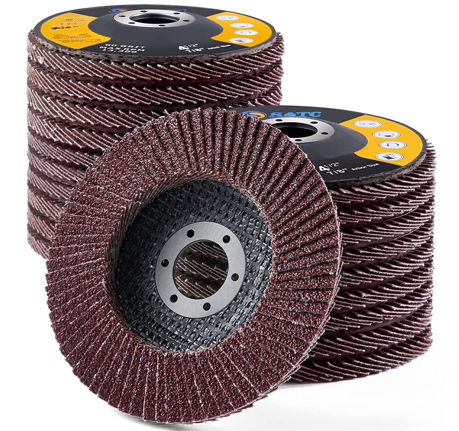 SATC 4.5inch 28PCS Aluminum Oxide Flap Discs P40/60/80/120Grinding Wheel Sanding