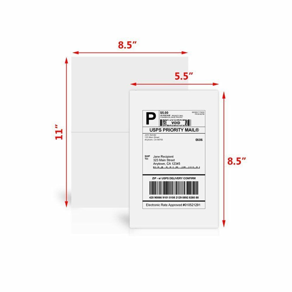 200-10000 8.5×5.5 Shipping Address Labels Half Sheet Self Adhesive for Laser ink