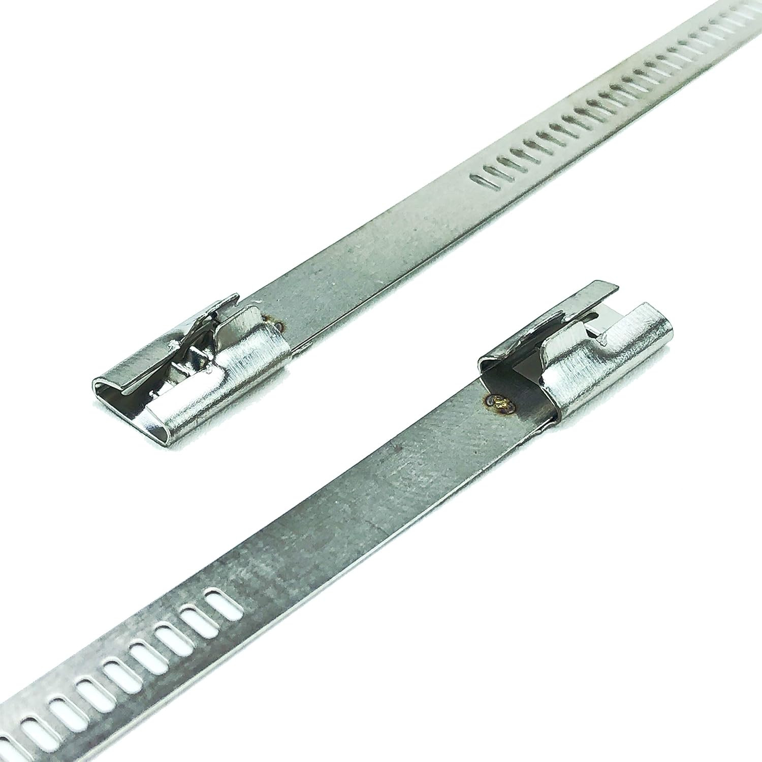 10 Pack Secure 14″ Long Stainless Steel Positive Locking Zip Ties Heat Resistant