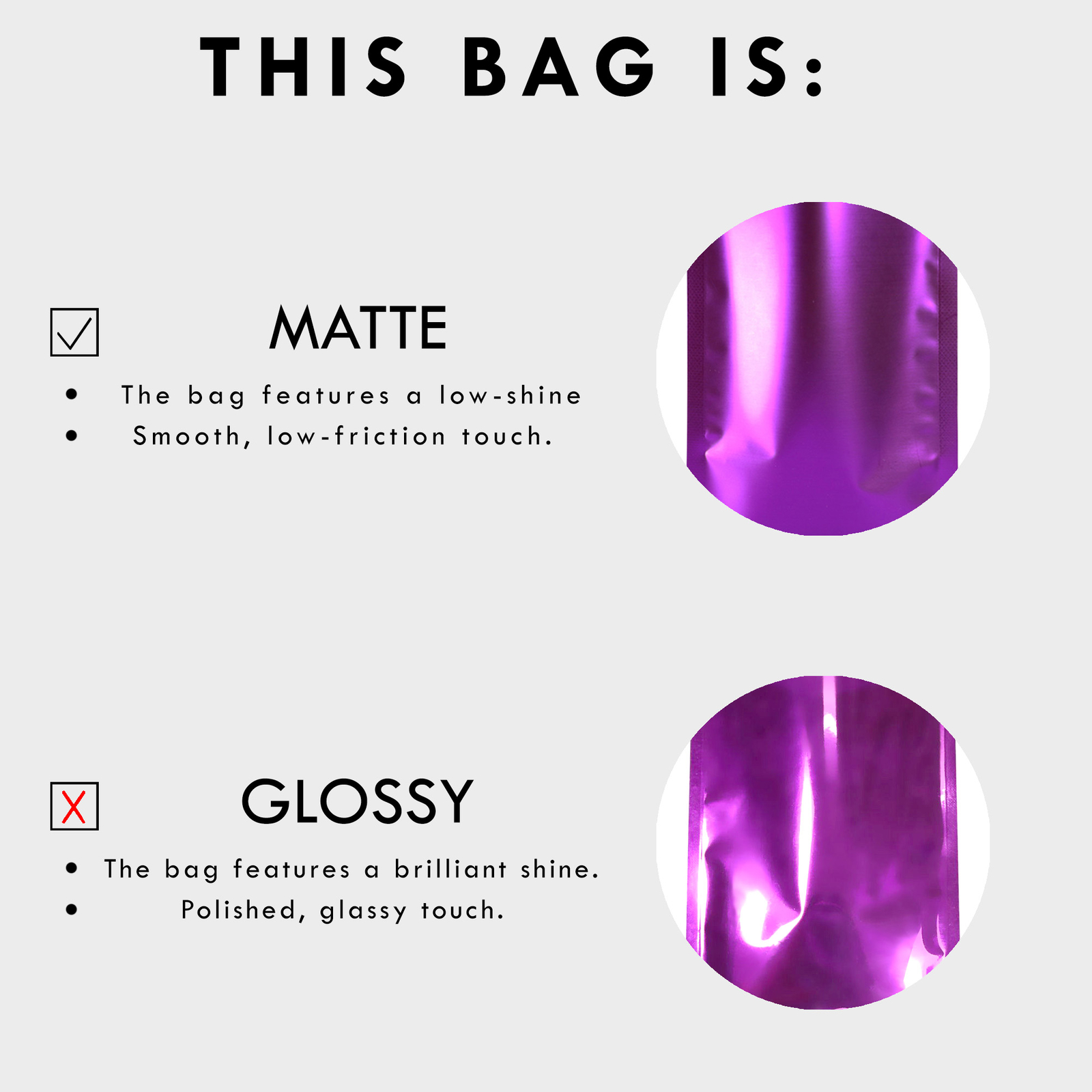 Different Sizes for 100 Flat Double-Sided Green Mylar QuickQlick™ Bags
