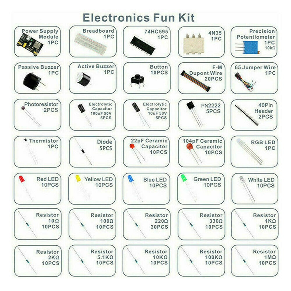 Electronics Component Basic Starter Kit w/830 tie-points Breadboard C1Y3
