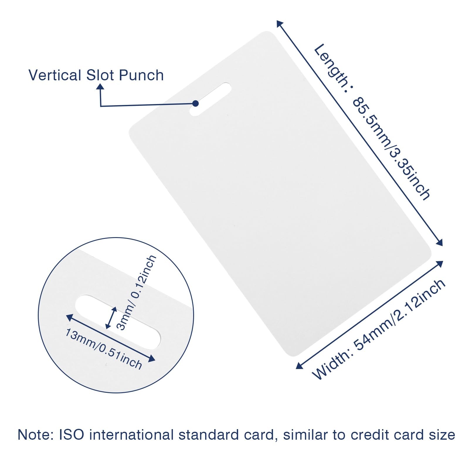 100 Pack Premium Blank PVC Cards with Slot Punch on Short 100pack, 100pack