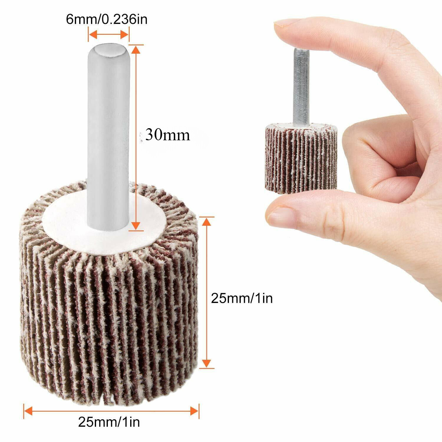 10Pcs 60 Grits Drill Flap Wheel Sander 1x1x1/4″ Flapper Sanding Grinding NEW