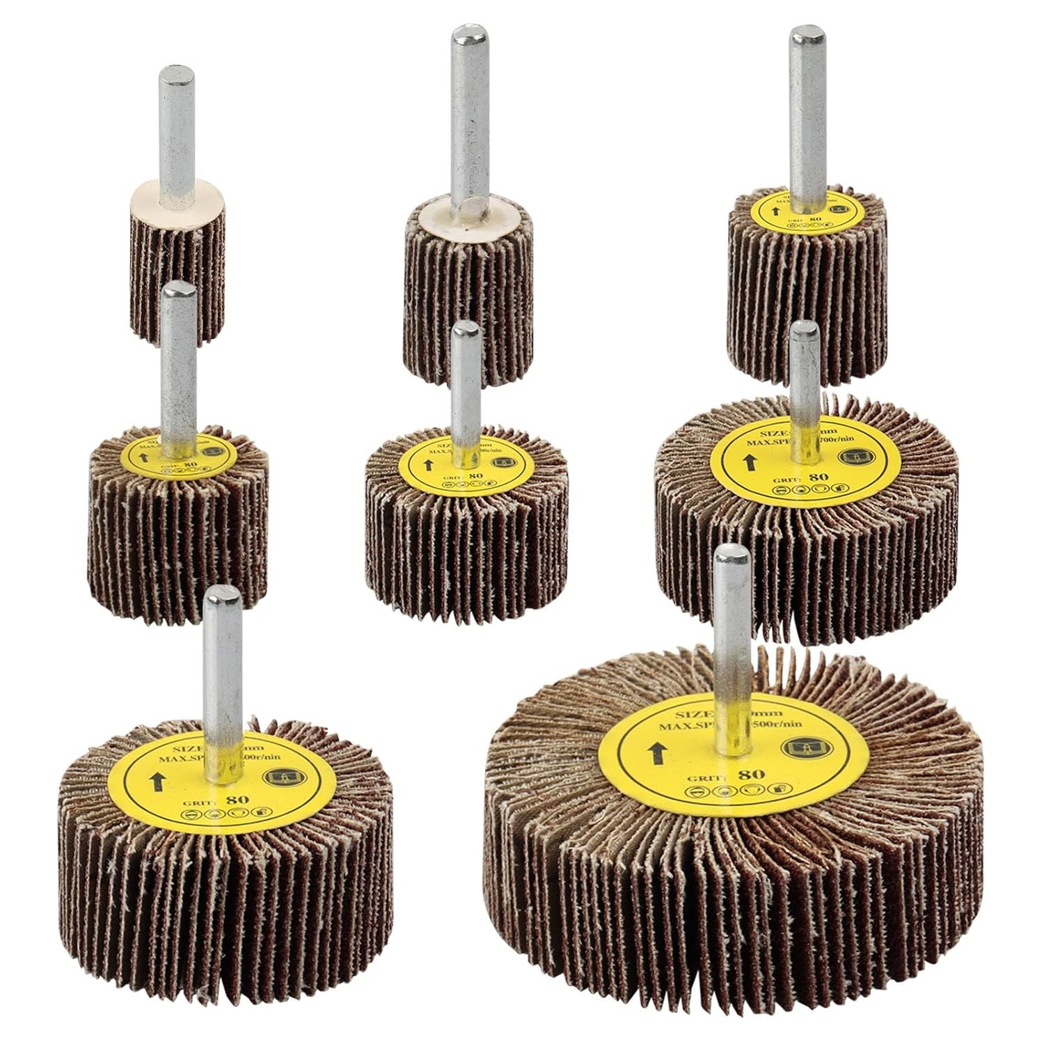 8 Pcs Flap Wheel Sander Set, 1/4″ Shank 8Size Flapper Wheel, SHITIME