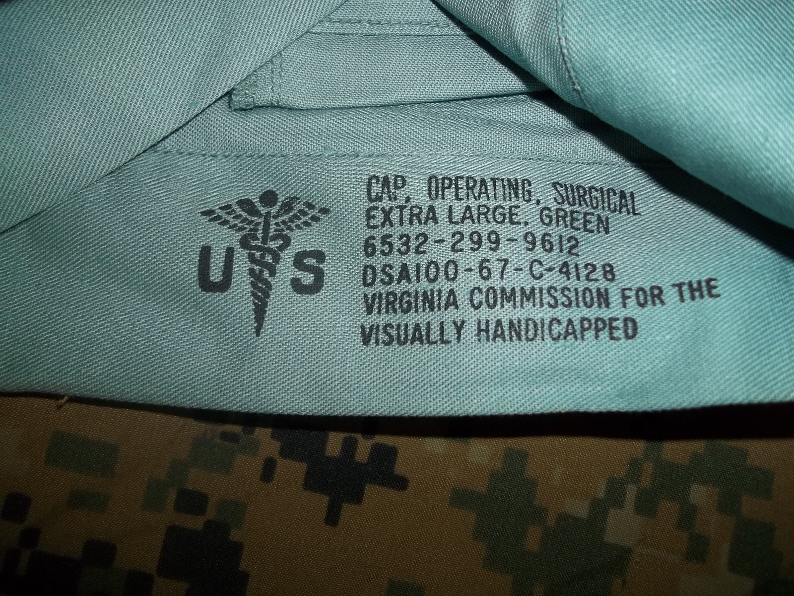 *1 vietnam military vintage medical cap operating surgical green EXTRA LARGE