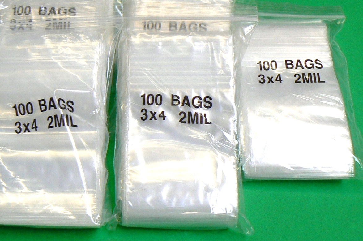 500 Clear 2mil 3×4 Zip Seal Lock Bags Reclosable Baggies 3″ x 4″ Zip Slide Bags