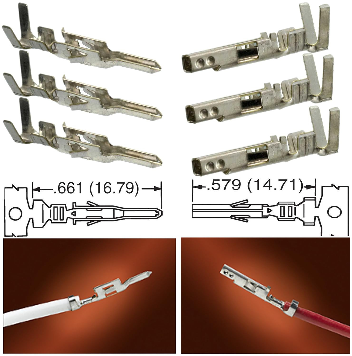 Molex 2 Pin Connector Lot, 6 Matched Sets, W/18-24 AWG W/Pins Mini-Fit Jr