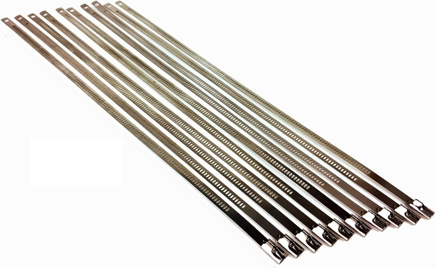 10 Pack Secure 14″ Long Stainless Steel Positive Locking Zip Ties Heat Resistant