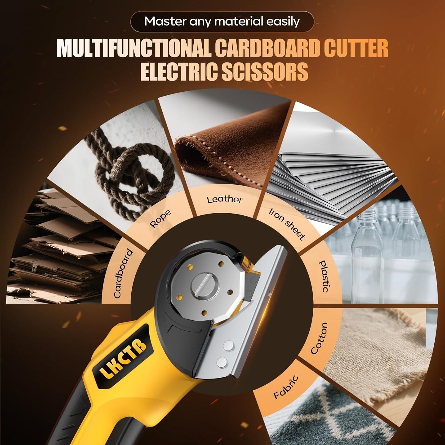 LKCTB Electric Scissors Cardboard Cutter w/ LED, Brushless Motor 3500mAh