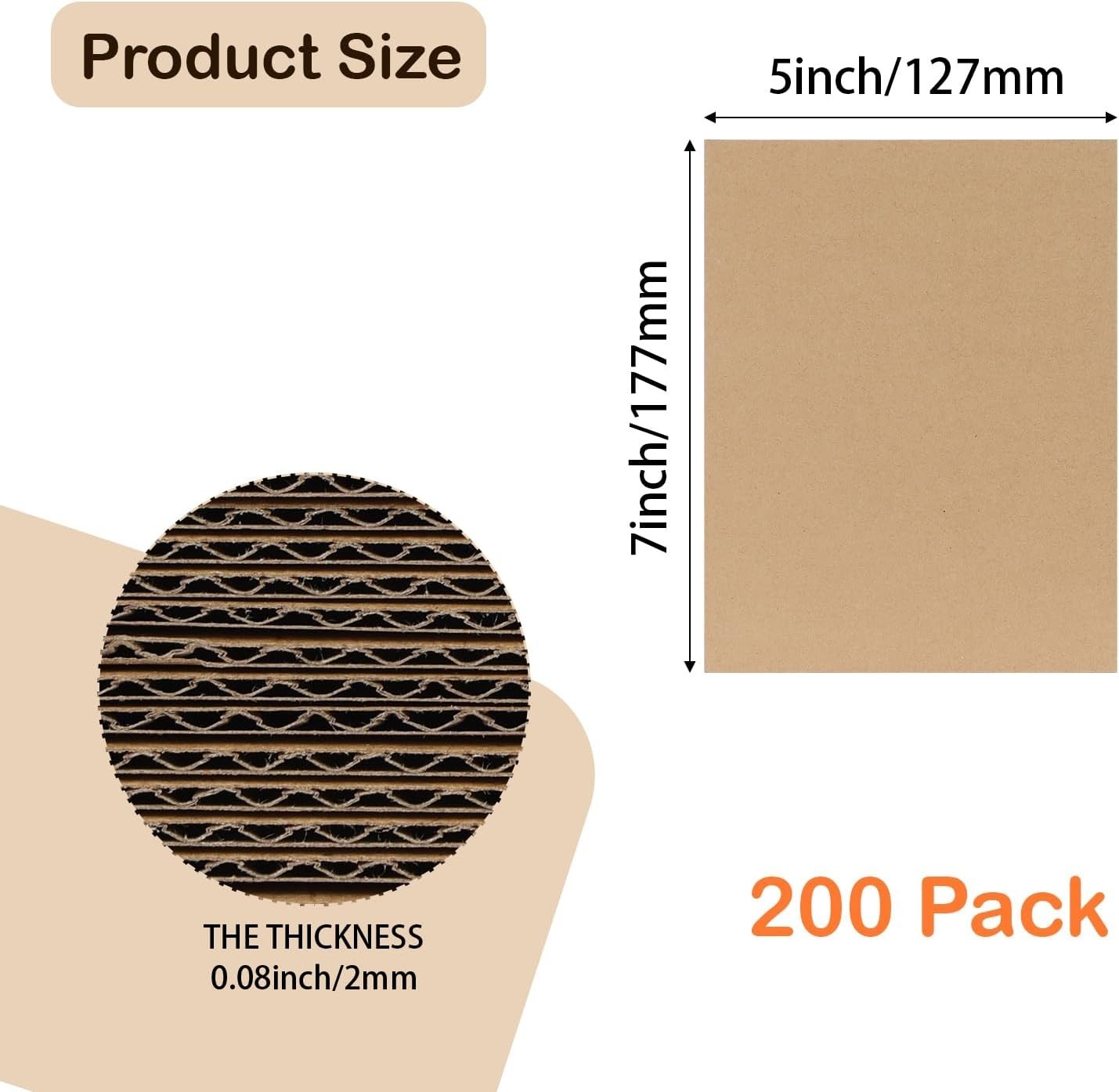 5×7 Corrugated Cardboard Sheets Set of 200, Flat Card Boards Inserts for Craf…