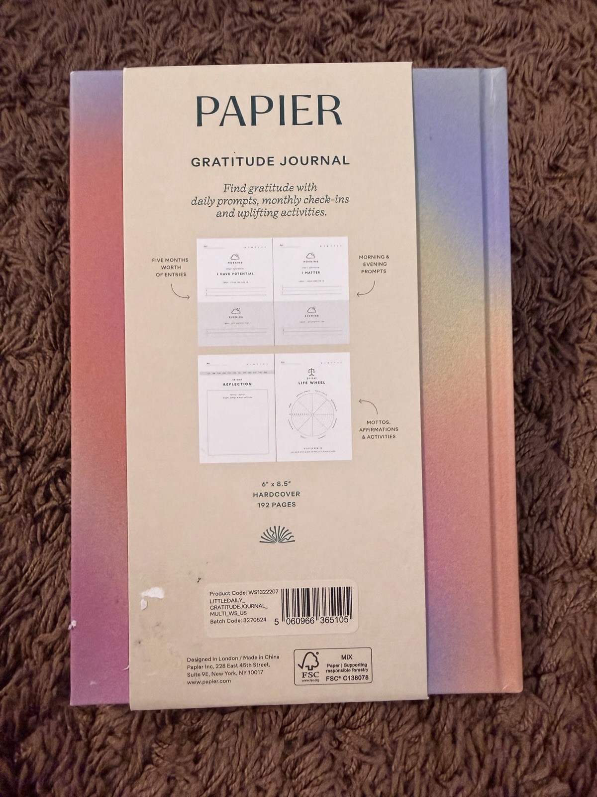 Papier Gratitude Journal “Little Daily Thanks” 6×8.5” Hardcover 192 Pages