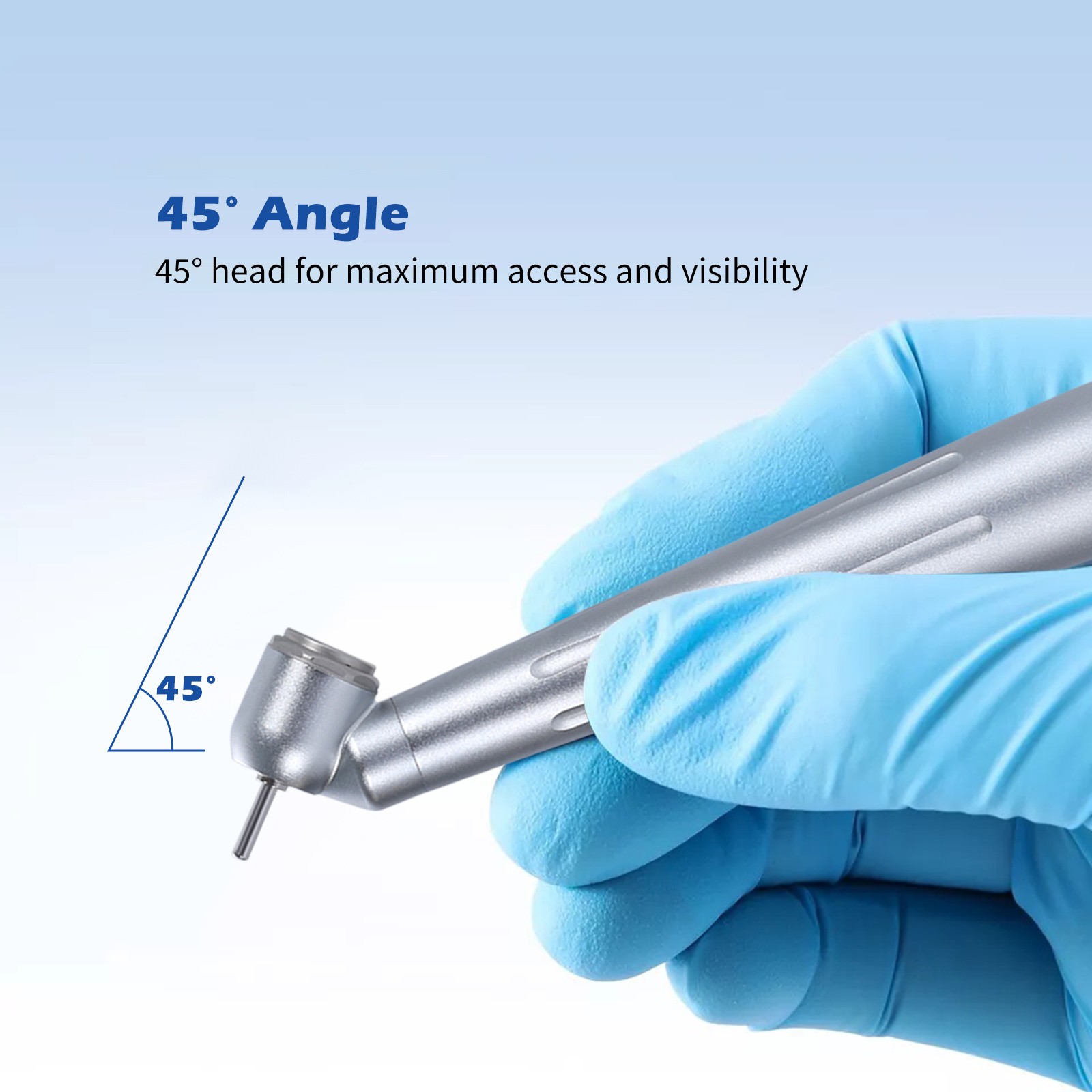 Dental 45° High Speed Handpiece Surgical Single Spray 4Hole Push Steel Turbine